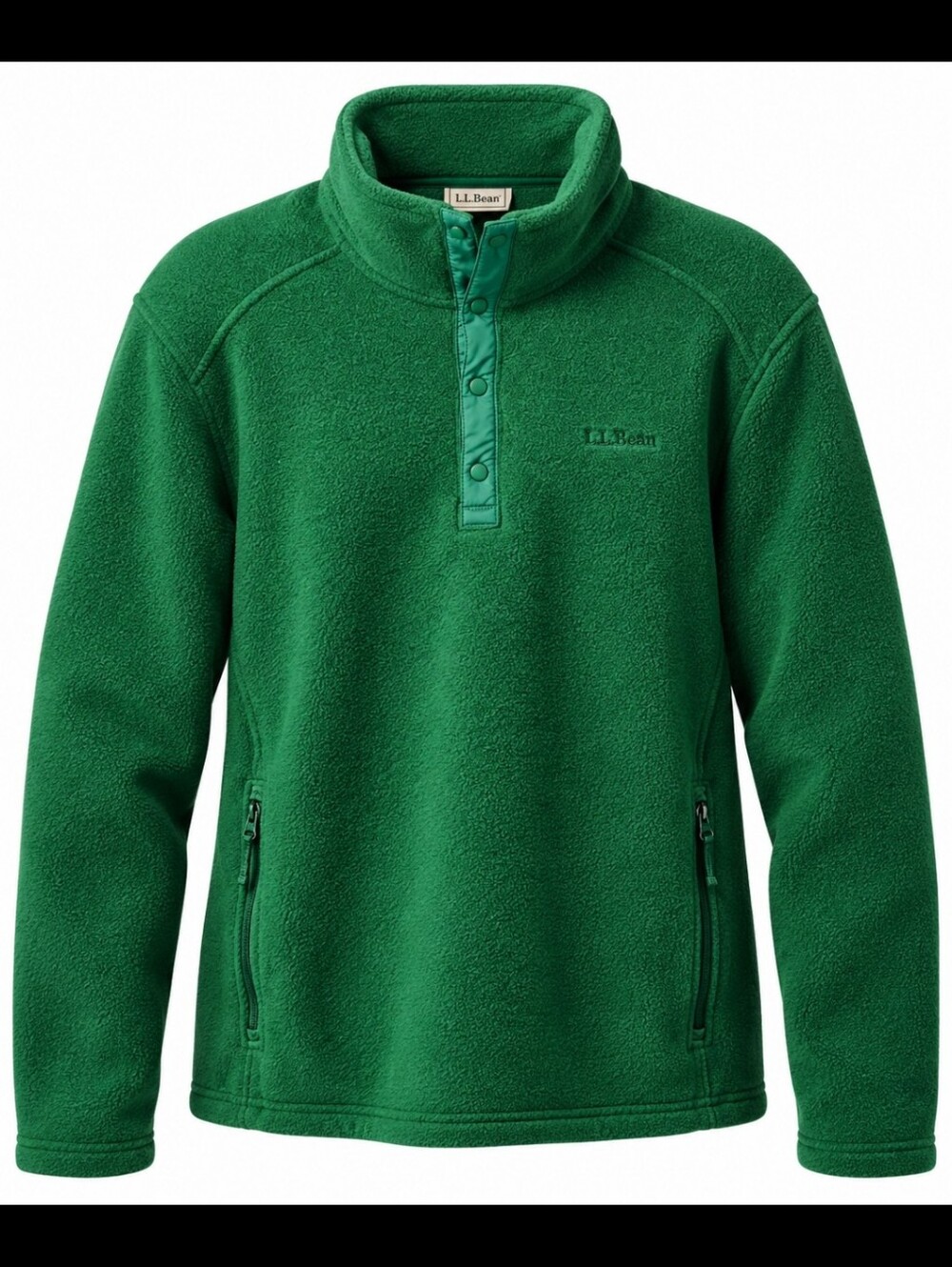 L.L.BEAN XL TALL GREEN FLEECE POLARTEC  1/4 SNAP NECK Pockets